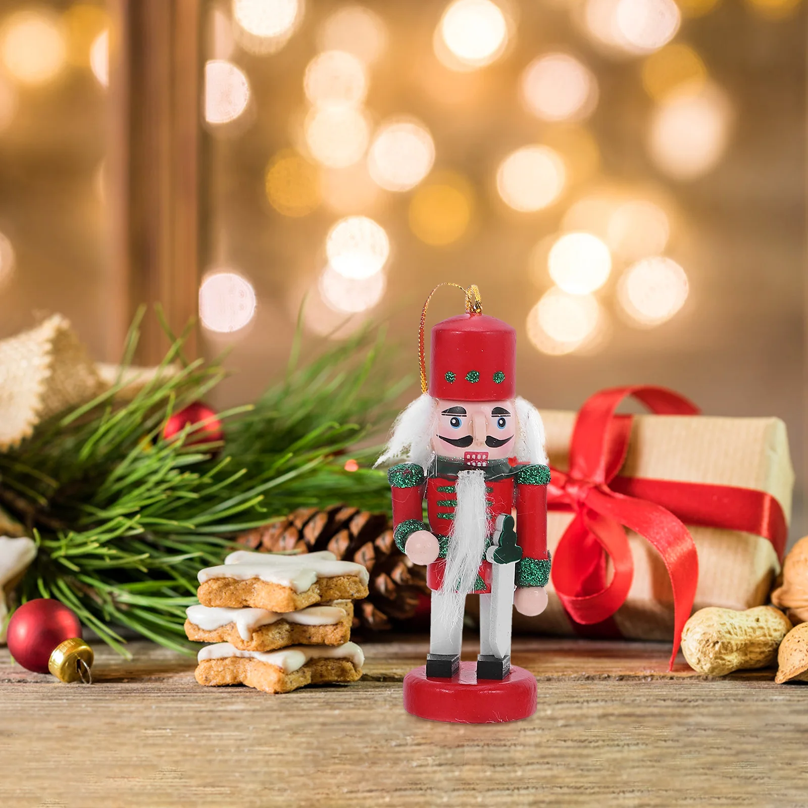 

4 Pcs Decorate Nutcracker Pendant Christmas Decorations Wood Traditional Soldier