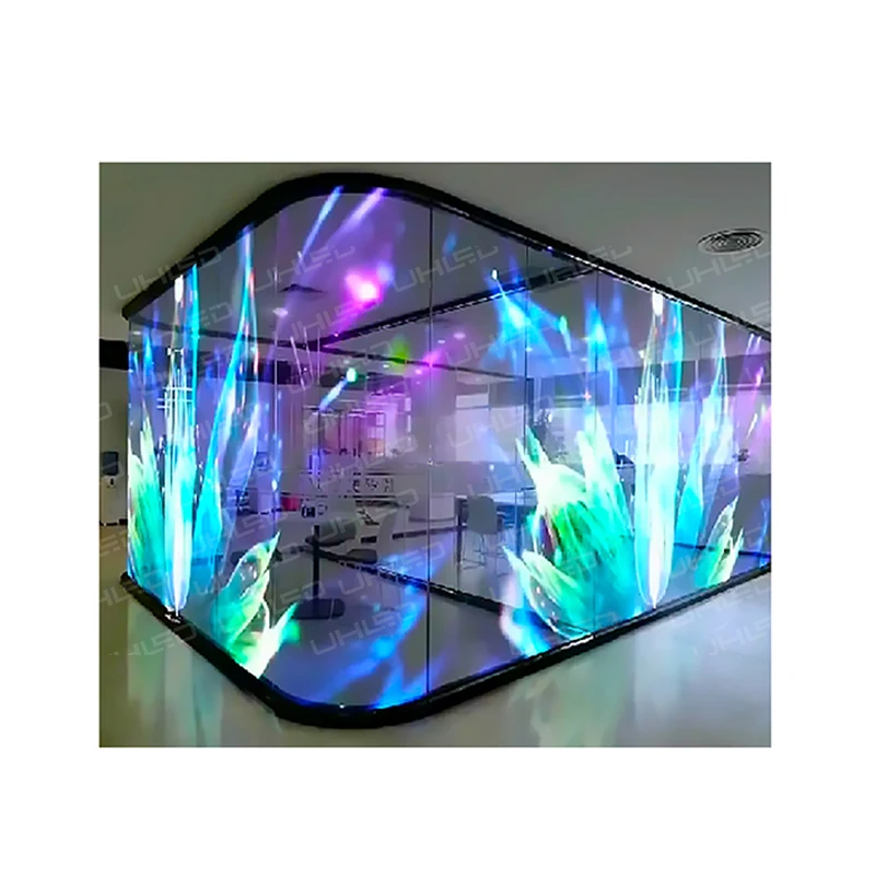 Hot Sale for D3 D4 D5 Indoor Transparent LED Screen Flexible Adhesive Glass Window Film Display Panel Light Weight Ultra Thin