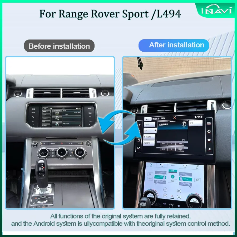 13.3 inch Android 14 Compatible With Range Rover Sport L494 Multimedia Player From 2014-2017 Carplay AUTO Bosch and Harman OEM
