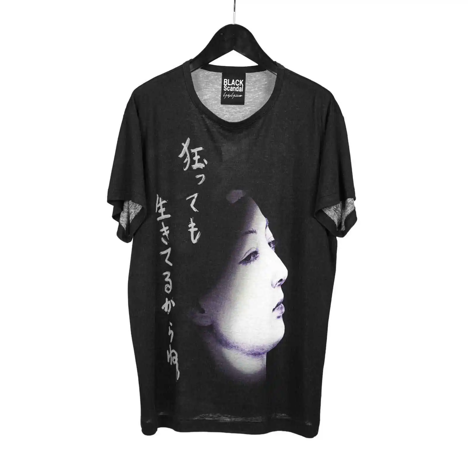 

TOP-YAMAMOTO original design dark linen short-sleeved Uchida round neck T-shirt loose design