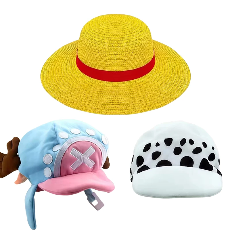 Sombrero de Anime ONE PIECE, Sombrero de Paja de Luffy, Tony Tony Chopper, Trafalgar Law, Sombrero de Peluche para Cosplay, Disfraz para Fiesta de Halloween