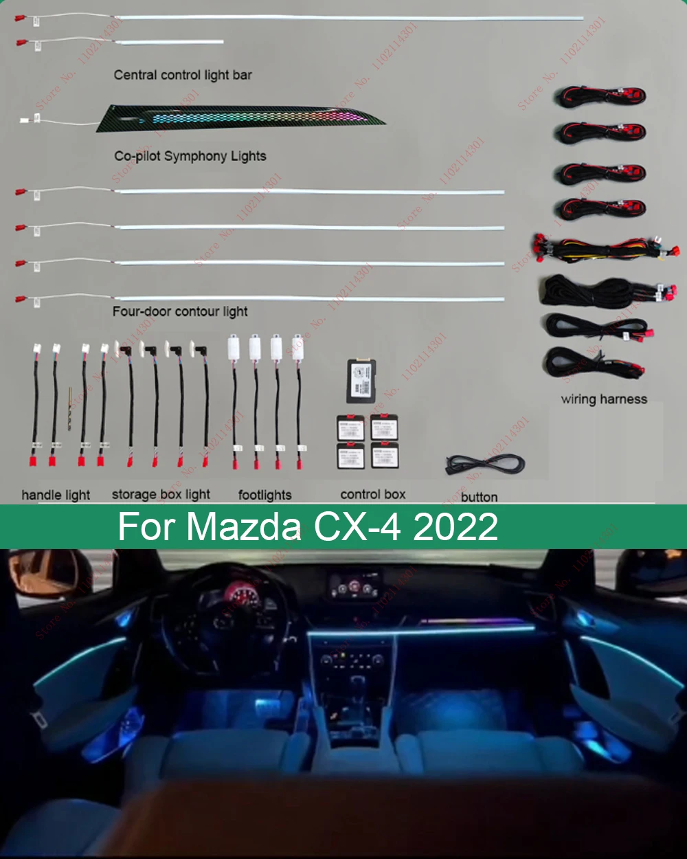 

Symphony Car ambient light For Mazda CX4 CX-4 2022 Auto Interior Decorative Door Handle Refitted Atmosphere lamp