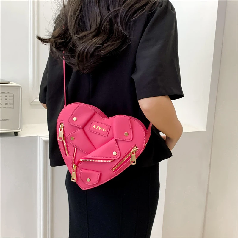 Motorcycle Style Clothes Shape Crossbody Bag Y2Y Spice Girl Style Shoulder Bag Women Heart Shape Handbag Love Messenger Bag