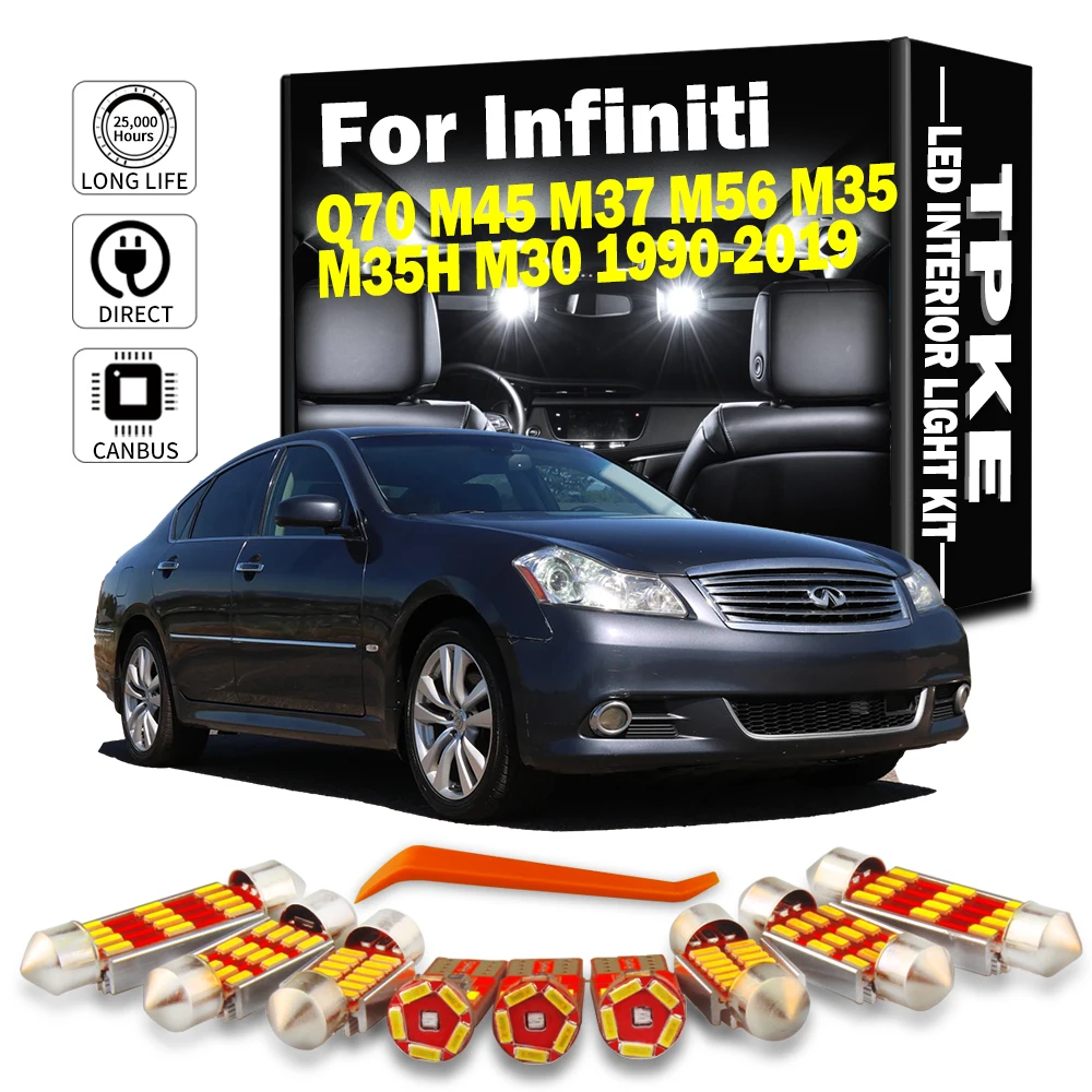 TPKE Canbus For Infiniti Q70 M45 M37 M56 M35 M35H M30 1990-2019 Vehicle LED Interior Light Kit Map Dome Trunk License Plate Lamp