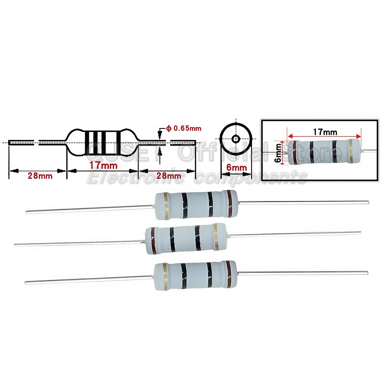 ตัวต้านทานฟิล์มคาร์บอน 3W จำนวน 100 ชิ้น ความเที่ยงตรง 5% ตัวต้านทานฟิล์มออกไซด์ 3W 1 47 100 220 470 โอห์ม 1K 4.7K 10K 47K 100k 200k 470k 1M โอห์ม