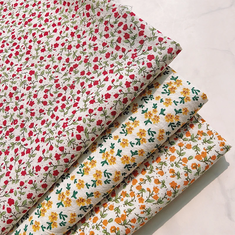 140x50cm Washed Cotton Sand Washed Crepe Printed Fabric, Spring Summer Children's Short Sleeve Shirt Dress Sewing Cloth