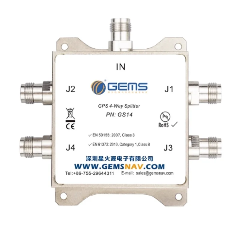 GS14 1-to-4 GNSS GPS Splitter, Full Band High Isolation Signal Divider for BeiDou Galileo GLONASS Antenna