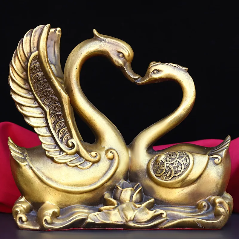 Brass Ornament: Luxurious Decor, Perfect for Couples, Swan Home Metal Craft