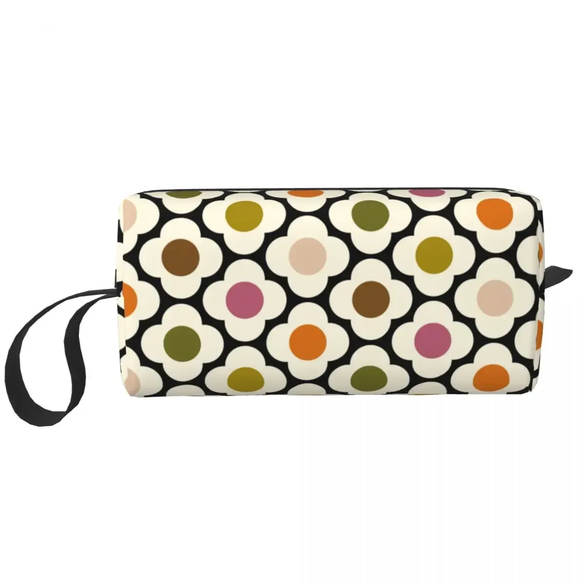 Custom Orla Kiely Spot Flower Ditsy Red Multi Makeup Bag for Women Travel Cosmetic Organizer Storage Toiletry Bags Dopp Kit Case