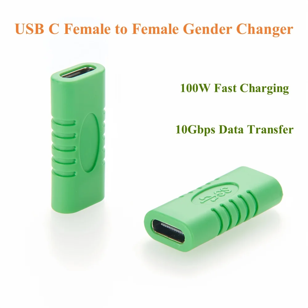 USB 3.1 Type-C Female to Female Gender Changer Adapter USB-C Type-C Coupler Extender Converter with 10Gbps Data Transfer 100W PD