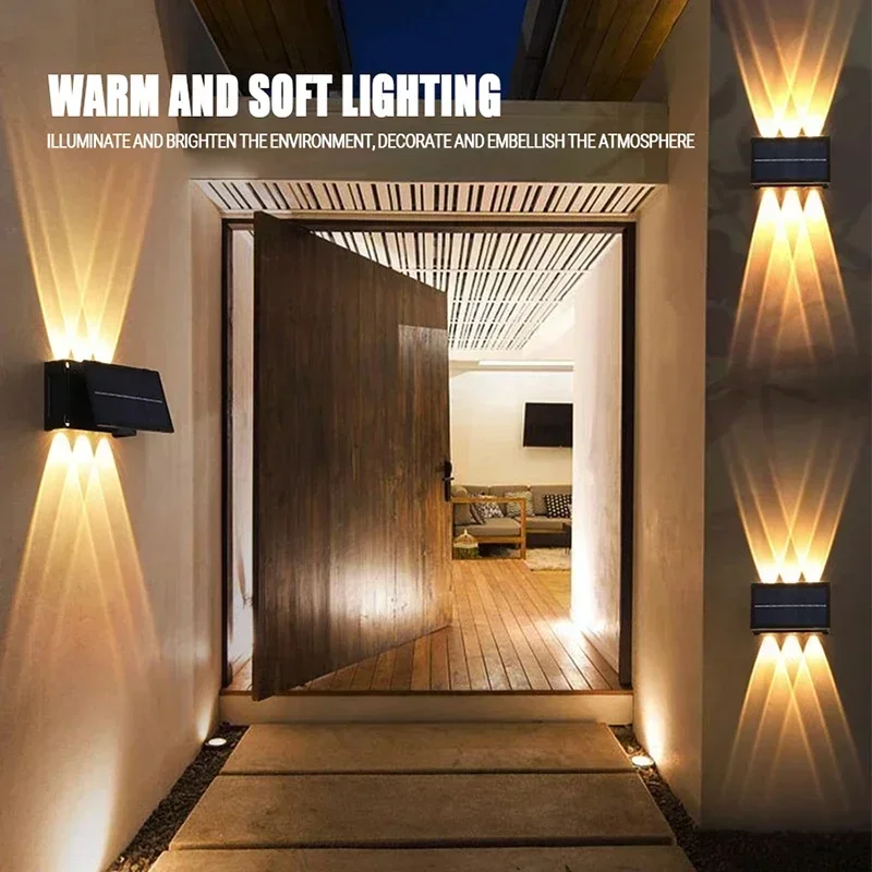 Solar Wall LED Light Outdoor Garden Decoration Wall Lamp High Brightness Up And Down Luminous Lighting Outdoor Solar LED Lamp
