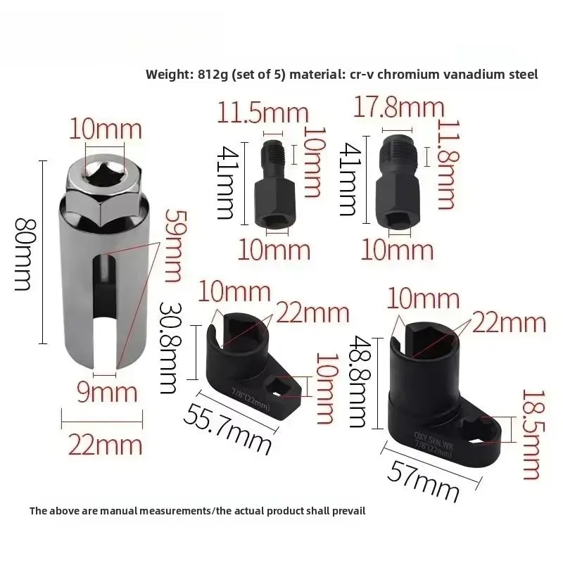 5 pçs para ferramenta caçador de linha kit chave sensor oxigênio automotivo o2 soquete remoção instalar offset sensor vácuo soquete