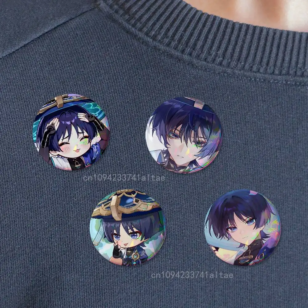 Genshin Impact W-Wanderer Badges 75mm 58mm 44mm 32mm 25mm Brooch Backpack Hat Enamel Pins Accessories Toys Gifts