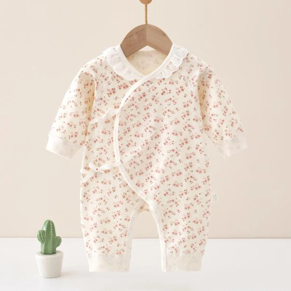 

Lace Baby Girl Christmas Romper Long Sleeve Cotton Floral Dot Print Newborn Boutique Clothing Spring Autumn Baby Jumpsuit 0-6M