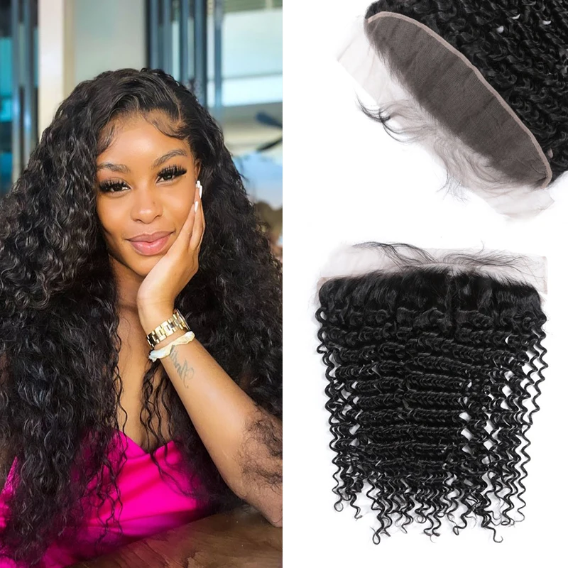 

Натуральные бразильские волосы Deep Wave 2x6 5x5 с HD-кружевной застежкой 13x4 и фронтальной частью из кружева, натуральный цвет, предварительно проработанная линия роста волос