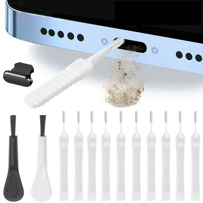 Mobile Phone Port Dust Plug for iPhone 15 14 13 Pro Max iPad Airpods Port Cleaner Kit Computer Keyboard Screen Cleaning Tool Set