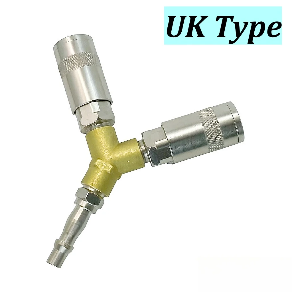 UK Type Air Line Hose Splitter 1 To 2 Ways Pneumatic Splitter Y Shape With Quick Connect Coupler Fitting For Air Compressor