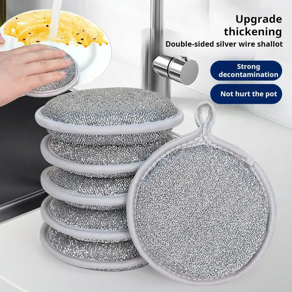 3/6/9Pcs Sponge Wipe Double Sided Wire Dishcloth With Hanging Hole Wire Surfaces Camping Dish Rag Kitchen Wipe Tool Губка 스펀지 닦기