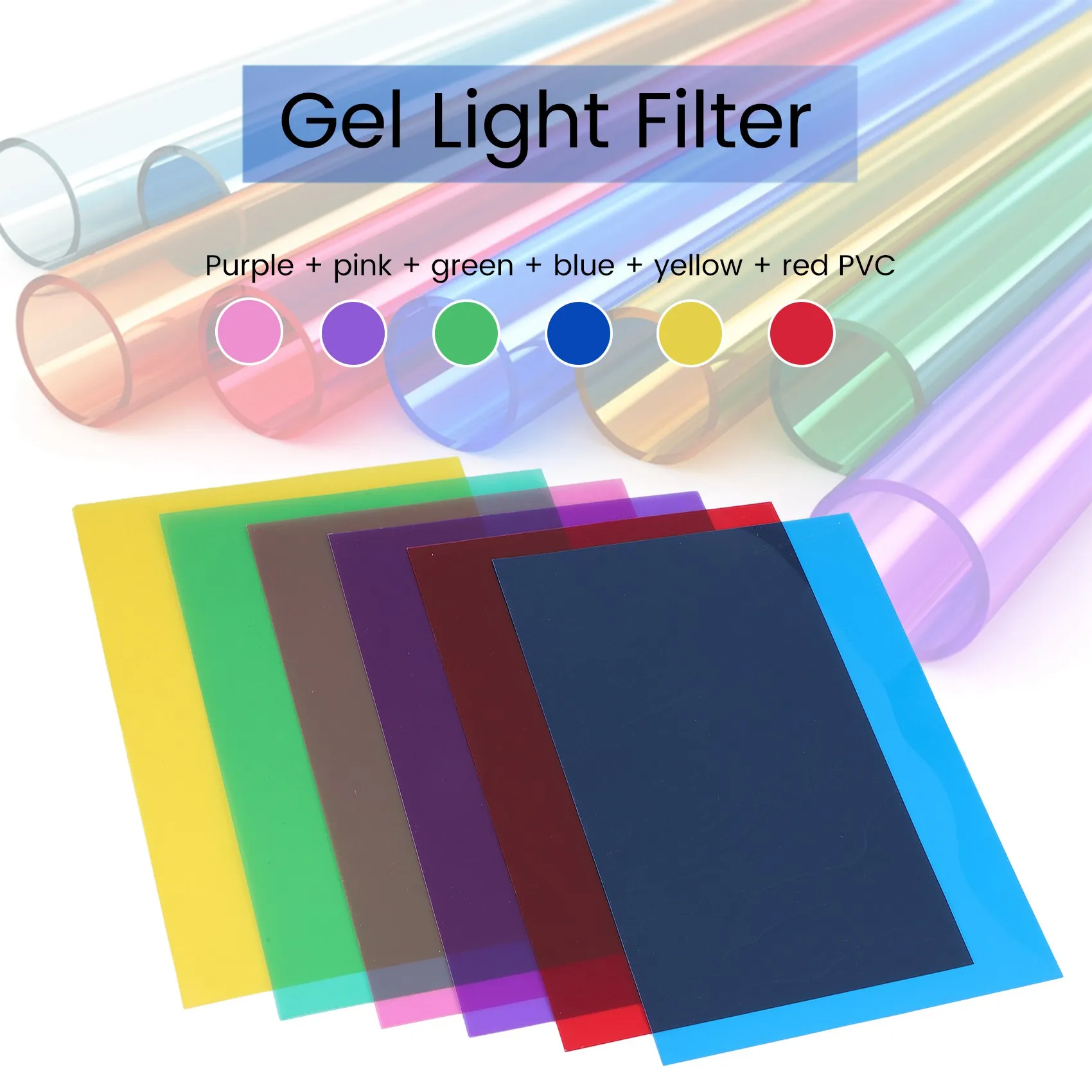 Pack Of 6 Colour Films Gel, Transparent Coloured Film, Heat Resistant For Lamps, Coloured Filter (30 X 21 Cm) Highly Recommended