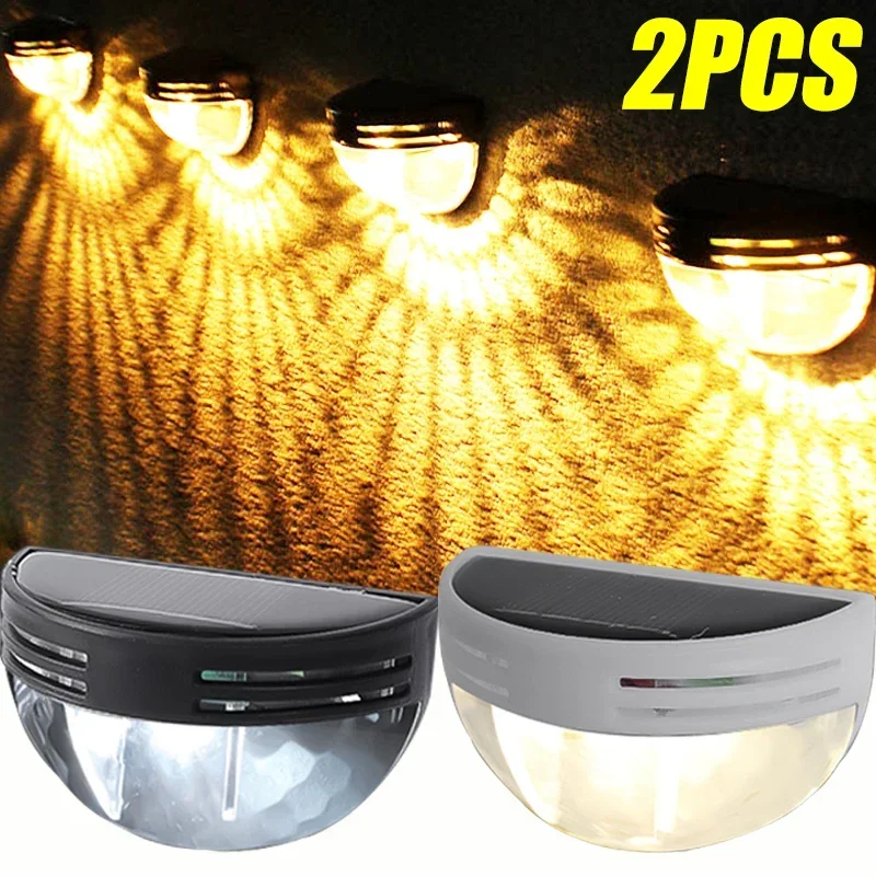 

2pcs LED Solar Lights Outdoor Waterproof Wall Lamp Semicircle Home Balcony Light Garden Yard Stairs Street Hallway Decor Lamps