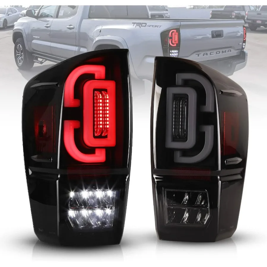 

Светодиодный задний фонарь для Tacoma 20162023 с последовательным указателем поворота и дневными ходовыми огнями, сменная лампа с дымовыми линзами для
