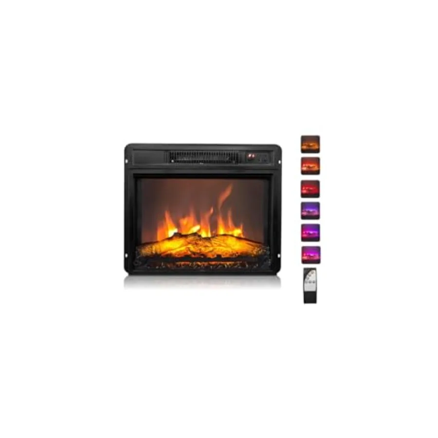 26 Electric Fireplace Inserts with Remote Control 1400W Recessed Stove Heater with 8H Timer 6 Flame Colors 5 Brightness for Ind