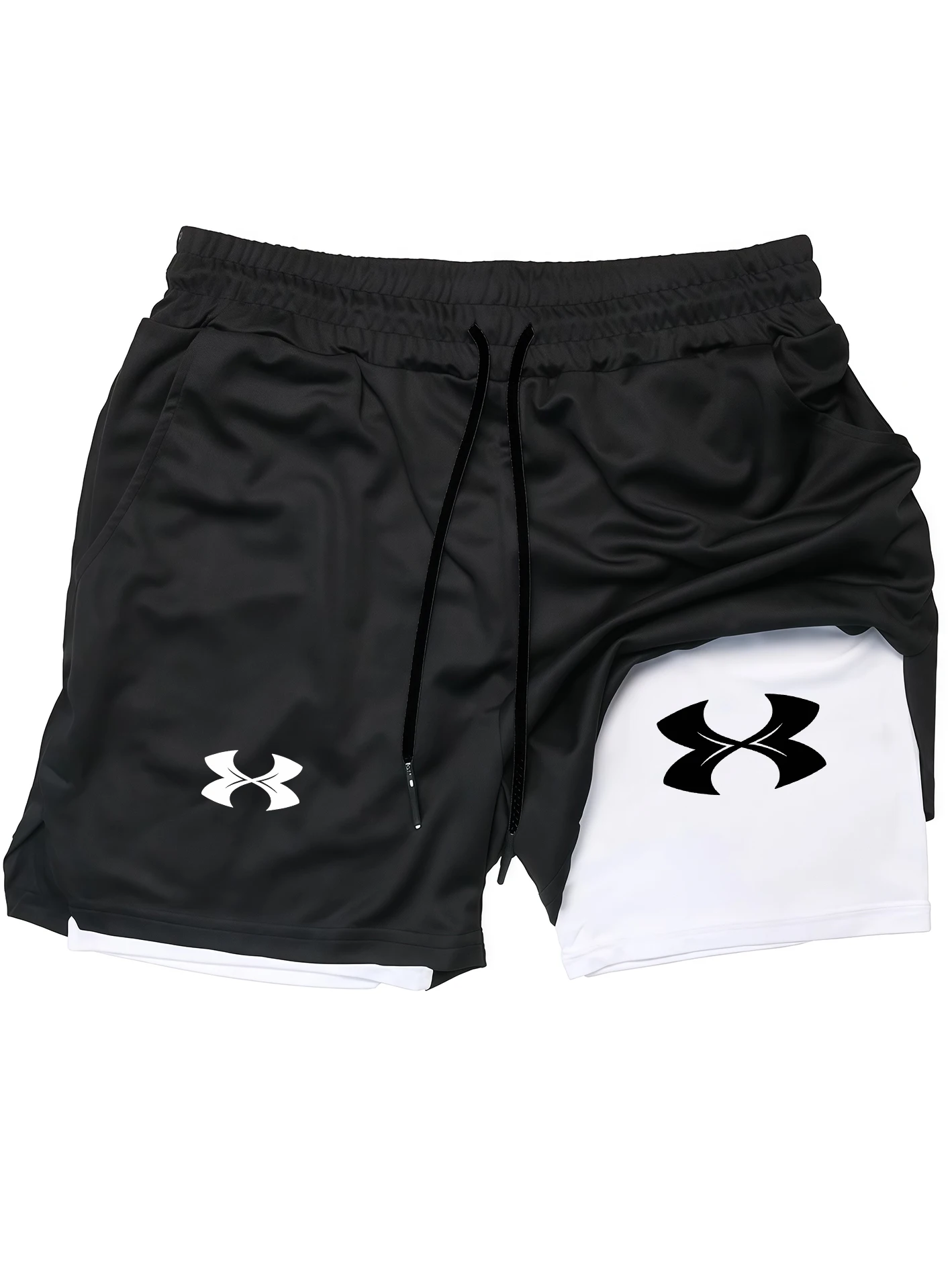 

Interesting copywriting Men's 2-in-1 Performance Shorts，Novelty Designed Workout Shorts with Pockets, Lightweight Gym Wear