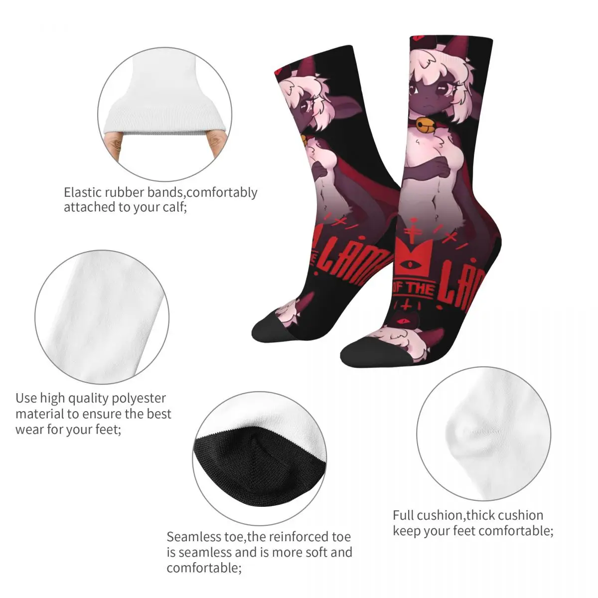 Winter Warm Retro Women Men Video Game Cult Of The Lamb Socks Sweat Absorbing Basketball Socks