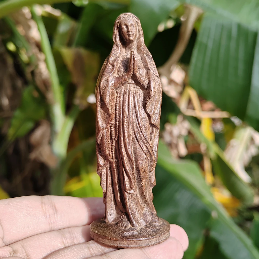 Hand-Carved Wooden Virgin Mary Ornament, Classic Style, Suitable for Party Decorations, Housewarming Gifts, Desktop Decorations, Bedroom, Creative Desktop Ornaments, Birthday Gifts, Study Room