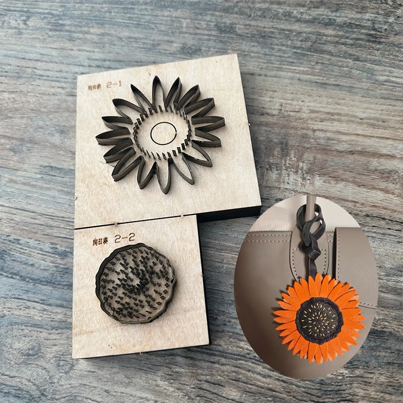 

Деревянный штамп подвеска в виде подсолнуха, кожаный ремесленный дырокол, ручной инструмент, нож для резки, форма, инструменты для рукоделия из кожи
