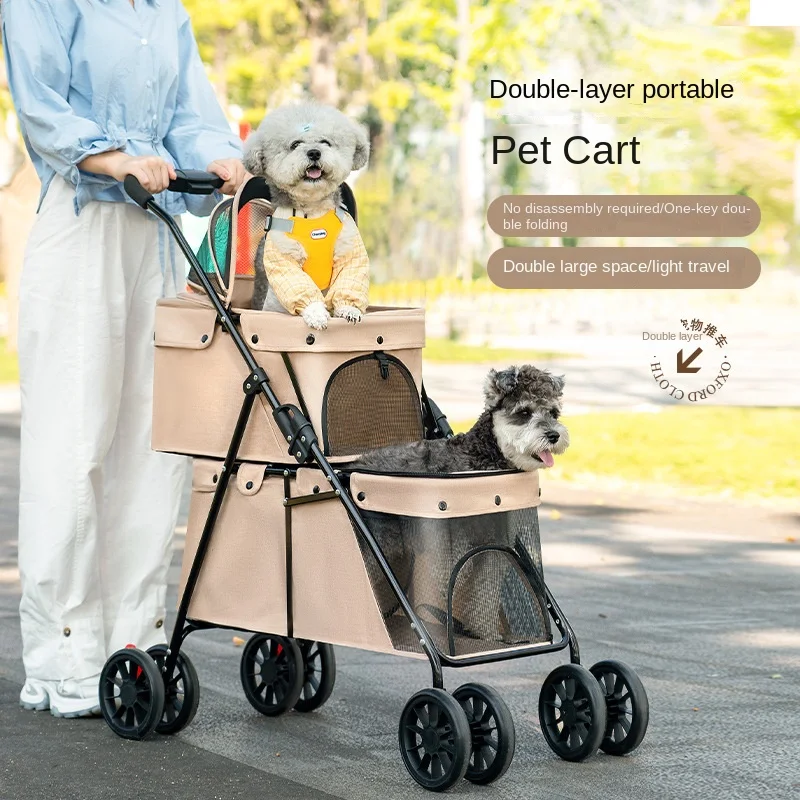 

Premium Show 2 Tier Layer Twin Double Cat Dog Pet Stroller for 2 Dogs