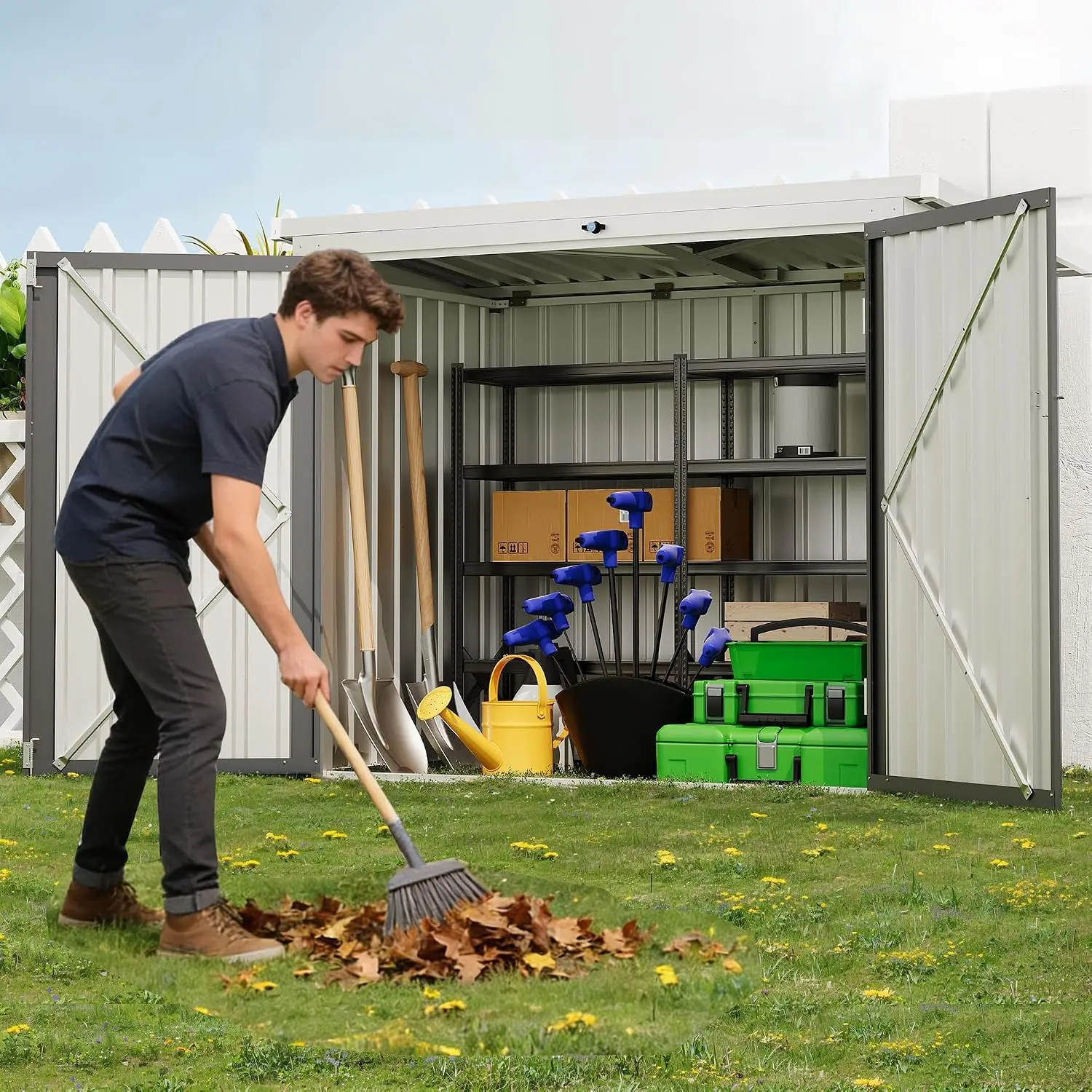 Holds Garden Tools, Lawn Gear, And Seasonal Items In This Versatile Garden Tool Storage Shed