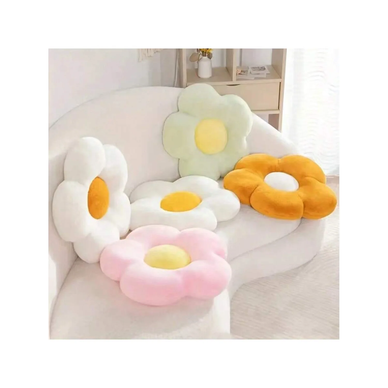 1pc Lovely Sunflower Shaped Pillow Cushion Sofa Cushion Car Backrest Window Decoration Nap Pillow Living Room Floor Mat