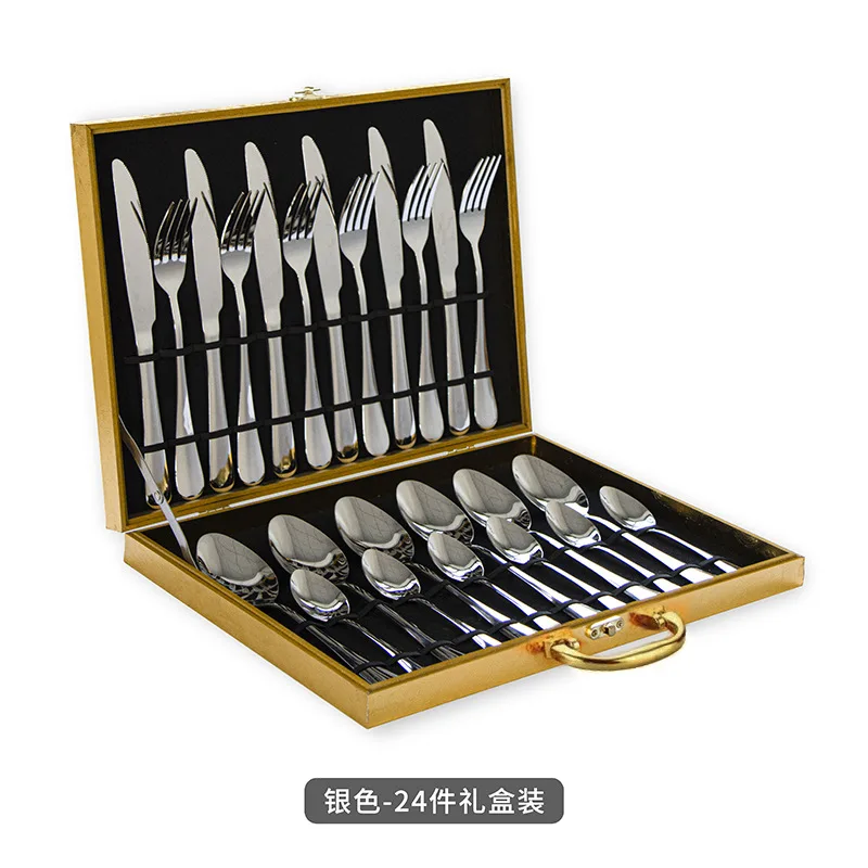 24 pcs Stainless Steel Knife Forks Spoons Cutlery Set Kitchen Silverware Household Cutlery Set Tableware Sets dinnerware set