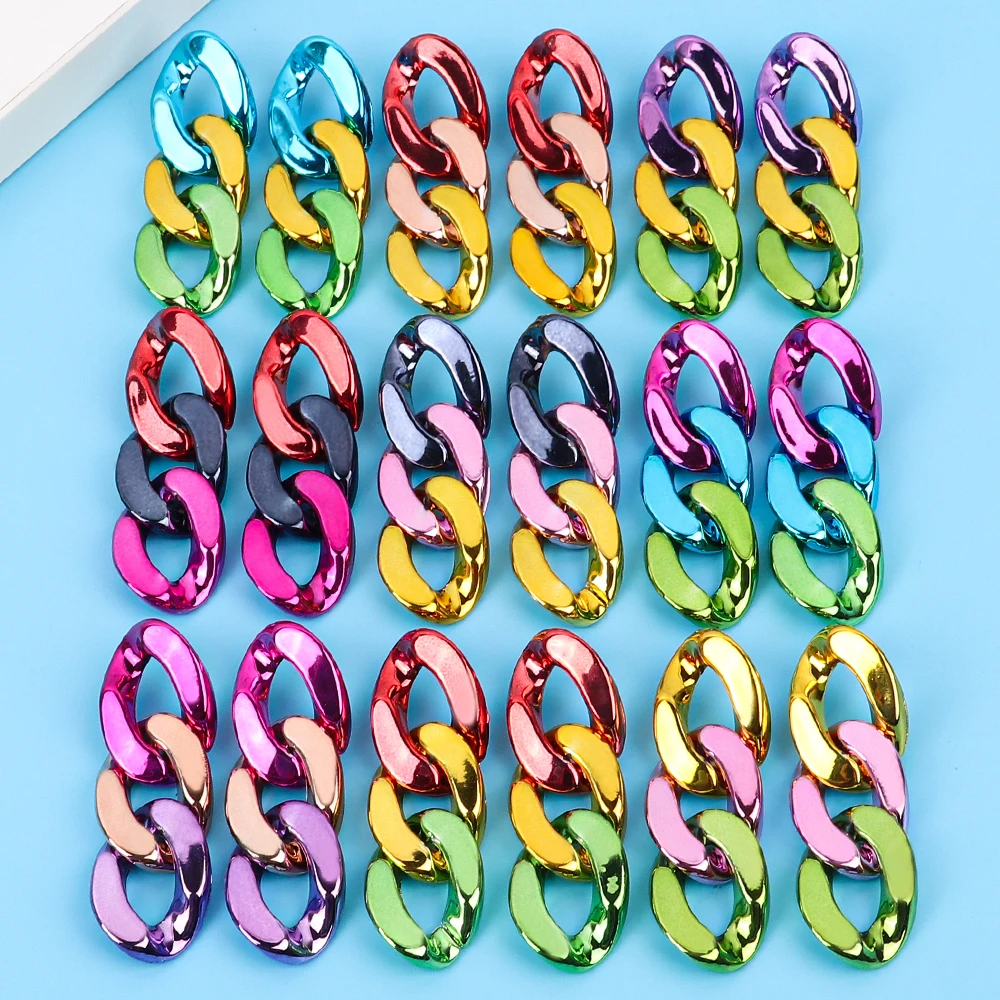 

2024 Minimalist Link Chain Acrylic Earrings for Women Korean Fashion Metallic Color Dangle Drop Earring Y2k Jewelry Gifts