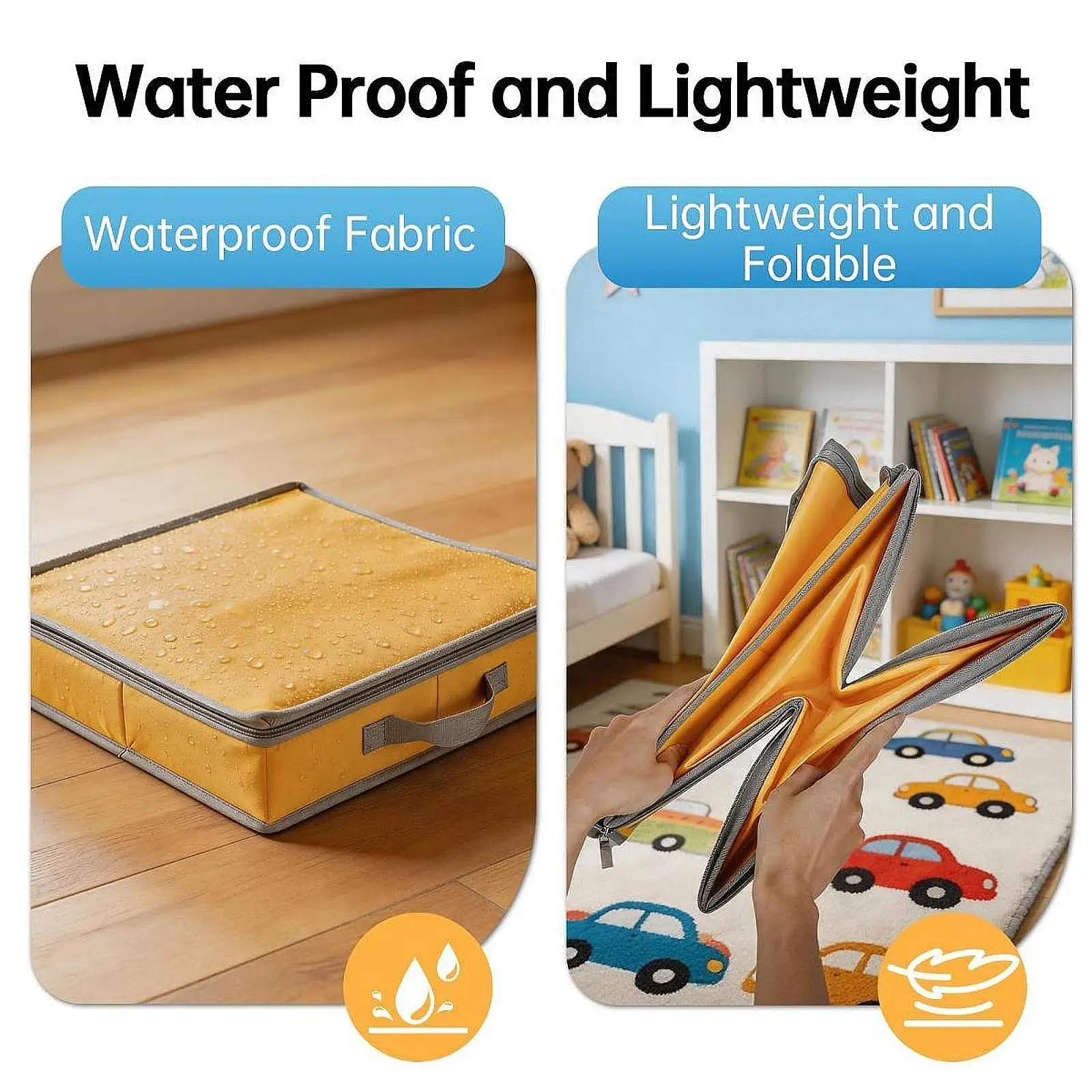 Kids Outdoor Sand Box with Zippered Lid Foldable Children’s Play Tray for Beach Park Sandbox Play - view 4