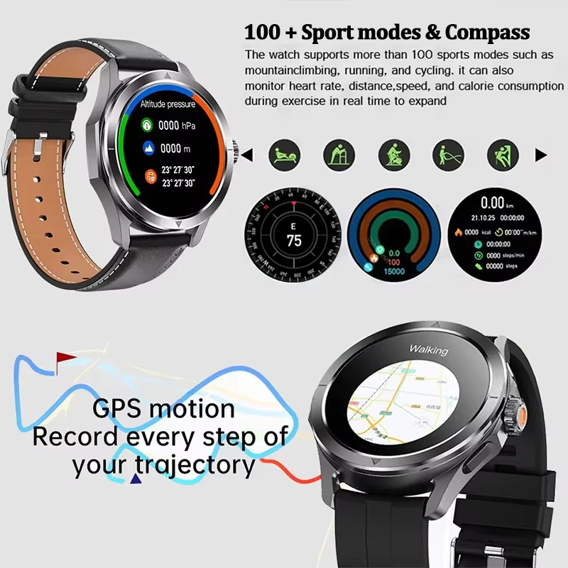 New Upgrade S4 Ultra Outdoor Sports Smart Watch Men 1.53 inch AMOLED NFC GPS Compass Heart rate Waterproof BT Call Smartwatch