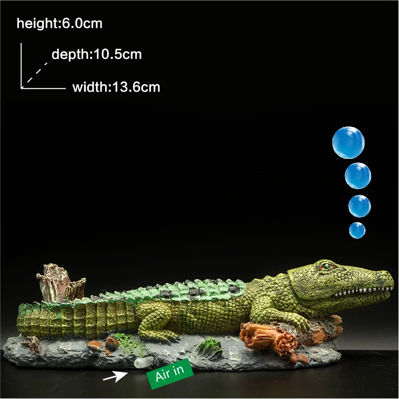 Creative Scenery Design for Small Fish and Shrimp Avoidance House Fish Tank Pneumatic Crocodile Decorative Ornaments Aquarium