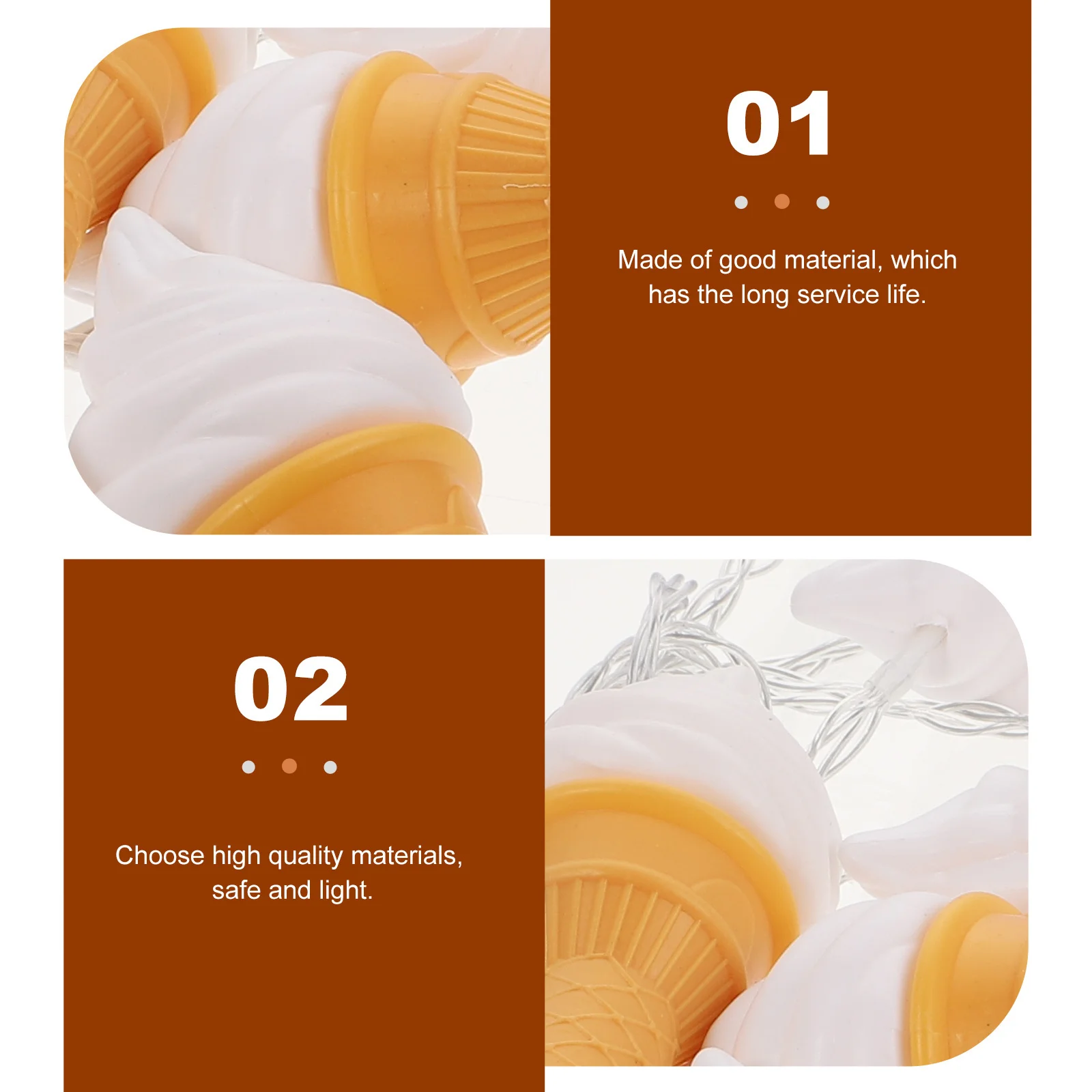 

1Set LED Ice Cream String Lamp Bright Low Power Consumption Decorative Light for Living Room Courtyard Party Stylish Glow