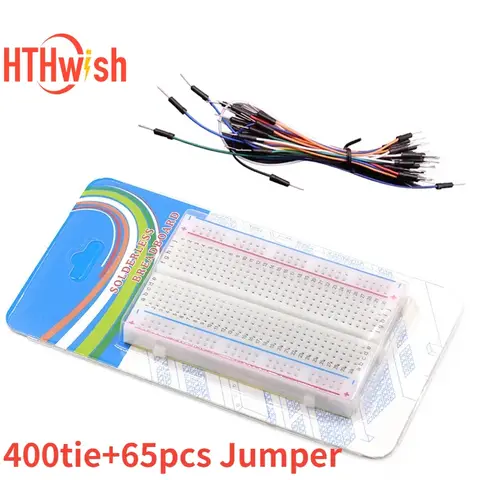 400 Tie Points Solderless PCB Breadboard Mini Test Protoboard Bread Board with 65pcs Jumper