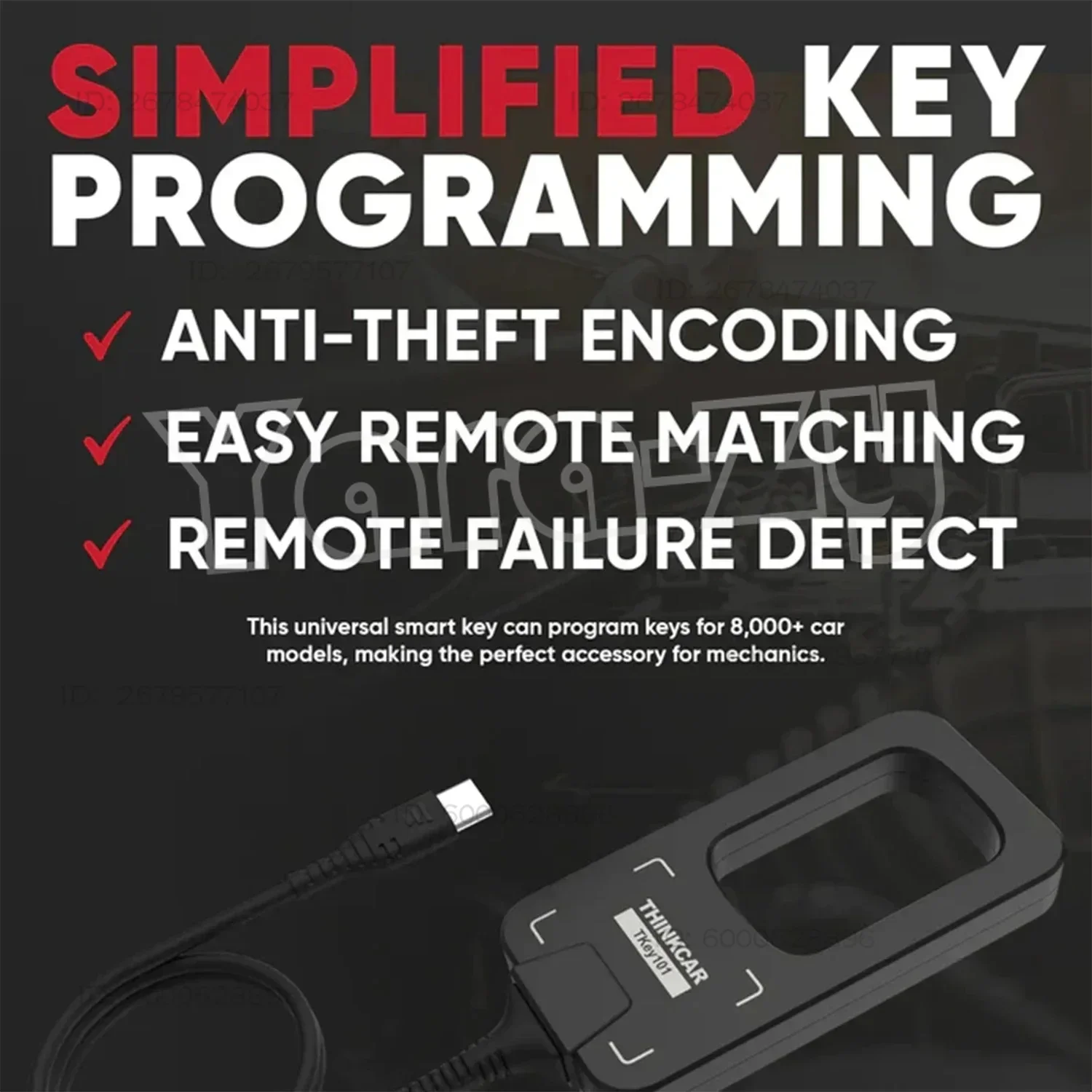 THIMKCAR TKEY 101 Key Programmer with 6 Unit Remote Keys Universal Car Key Programmer Equipment TKey101 Support 8000+ Cars