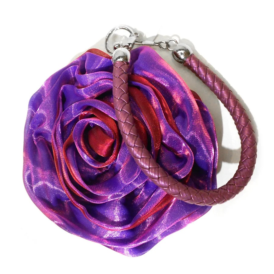 Red Rose Flower Silk Bridal Wedding Bag Banquet Mini Girl Handbag Trendy Glitter Material Tote Luxury Designer Bags High Quality