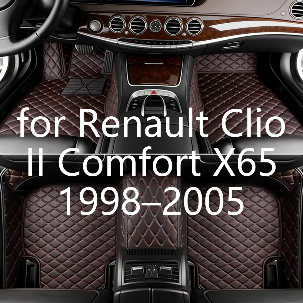 Maßgeschneiderte Autofußmatten für Renault Clio II Comfort X65 1998–2005 5-Sitzer, wasserdicht, rutschfest, schmutzabweisend, langlebige Lederteppiche, leicht zu reinigen, vollständige Abdeckung,