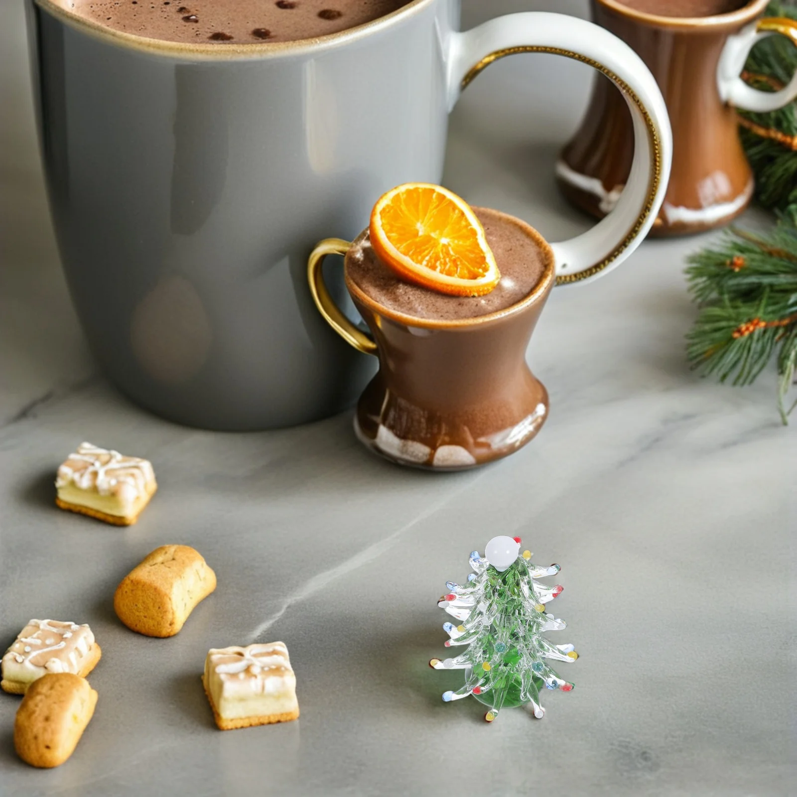 Kristallen kerstboomornament Mini glazen vakantiedecor voor tafelblad Schoorsteenmantel Bureau middelpunt Feestelijke huisdecoratie