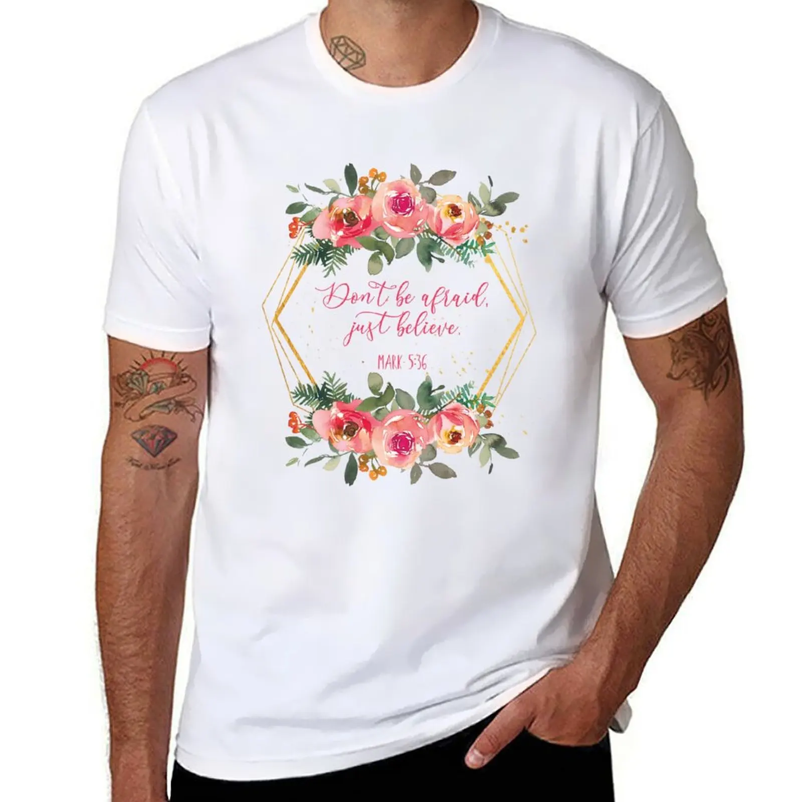 

Mark 5:36 - Bible Verse T-Shirt cotton t shirts man 100% man t shirt luxury T-Shirt