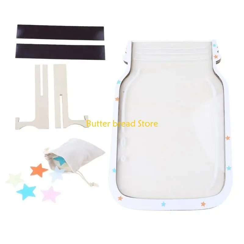 

W89C Банка для наград за хорошее поведение с деревянным держателем на 30 жетонов звезд и магнитными полосками для детского