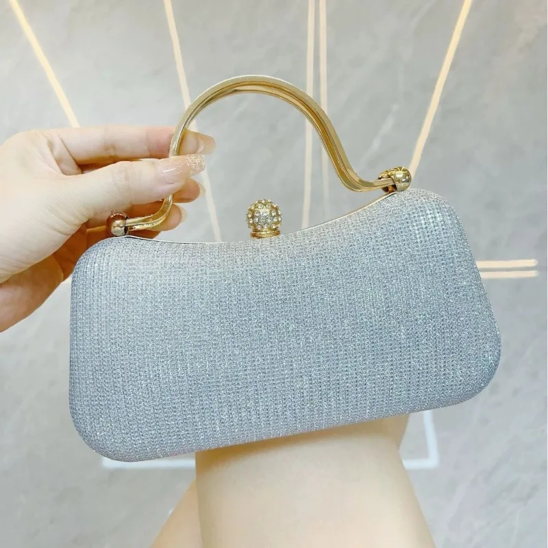 

Wedding Party Silver Sparkling Handbag for Women Diamond Embellishments Banquet Evening Purses with Two Handles Bolsa Feminina