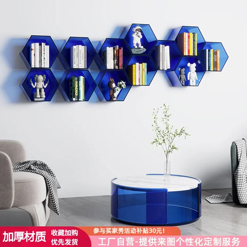 Acrylic transparent bookshelf simple modern home custom wall creative figure storage living room study shelf