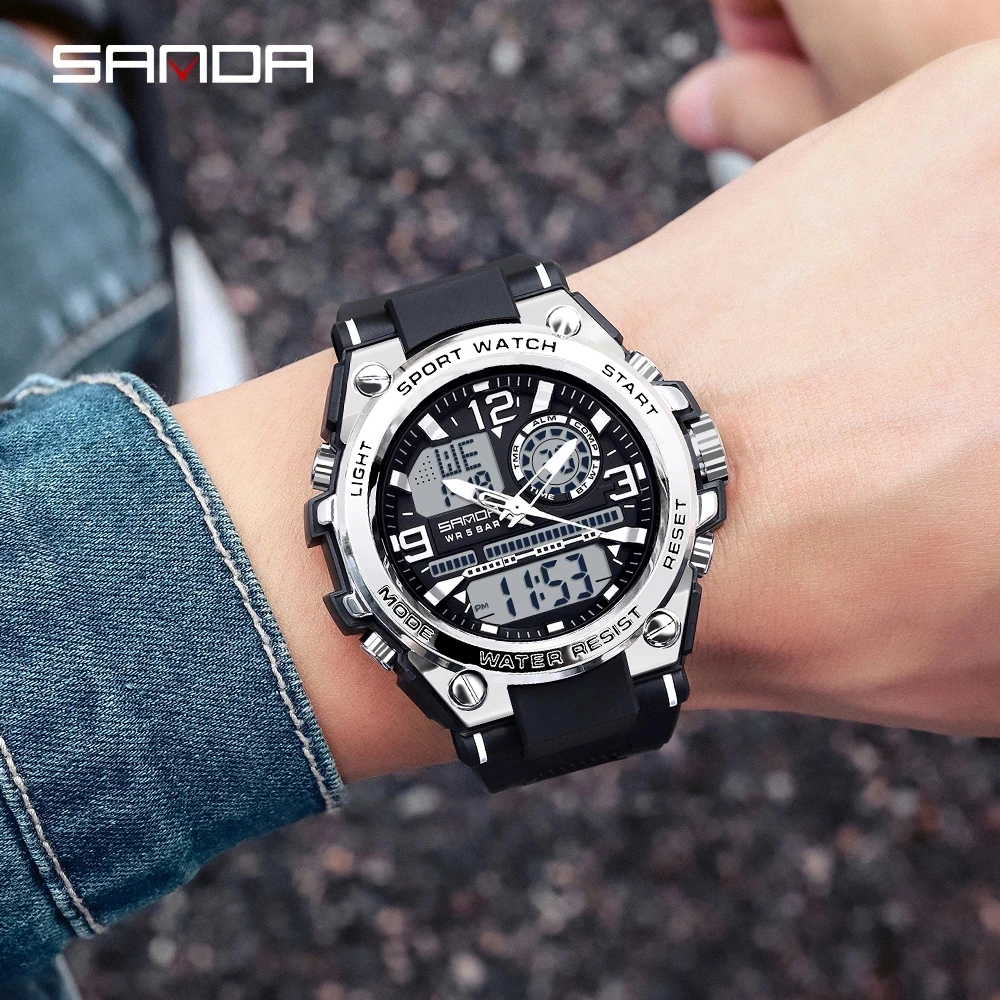 Fashion SANDA Top Brand Men\'s Watches 5ATM Waterproof Sport Military Wristwatch Quartz Watch for Men Clock Relogio Masculino