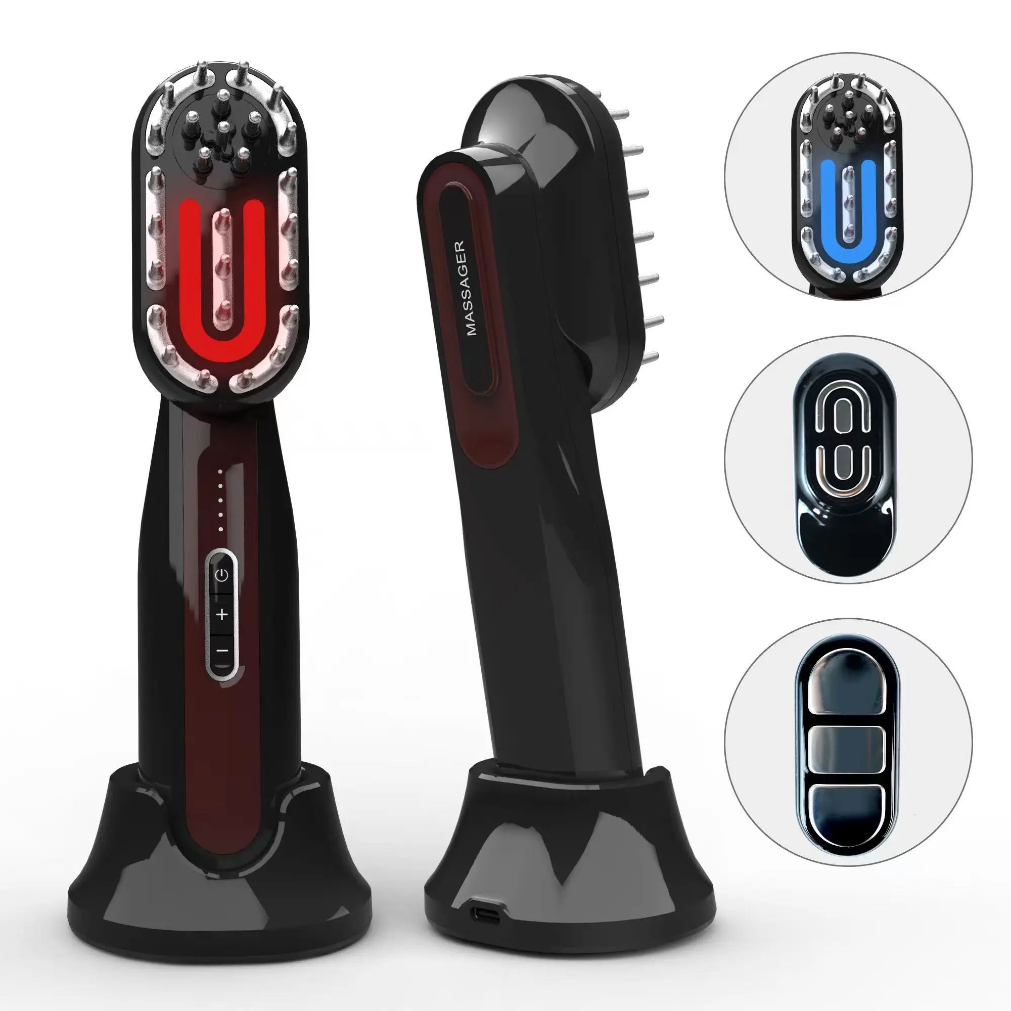 

Electric Massage Comb 3 In 1 EMS Scalp Massage Red Blue Light Massager Machine Hair Grwoth Care Loss Hair Comb Full Body Massage